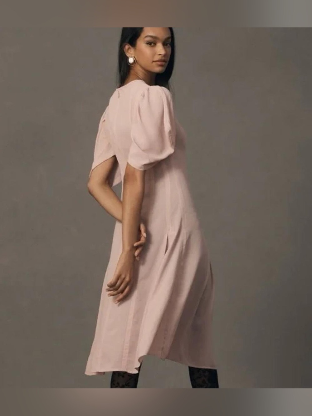 By Anthropologie Modern Sheer Midi Dress in blush pink NWT 12 feminine coquette - Picture 9 of 10